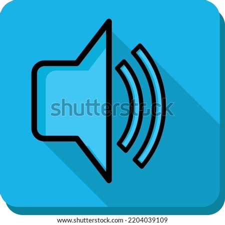 SPEAKER ICON IN BLUE SQUARE BACHGROUND