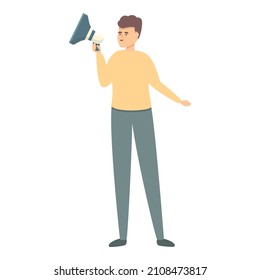 Vector de dibujos animados de iconos del altavoz. Carácter comercial. Presentador social