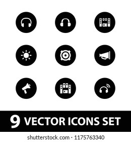 Speaker icon. collection of 9 speaker filled icons such as headset, contrast, megaphone. editable speaker icons for web and mobile.