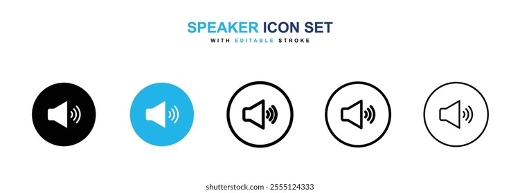 Speaker icon collection in black and blue colors