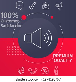 Speaker icon. Customize your design with a navy and red colored background template