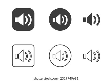 Lautsprecher-Icon Design 6 Variationen. Einzeln auf weißem Hintergrund.