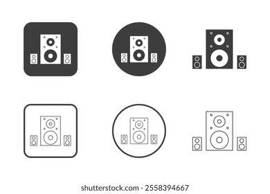 speaker icon design 6 variations. Set electronic hardware icons. Isolated on white background.