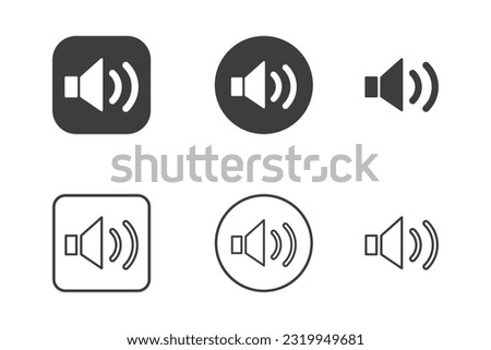 Speaker icon design 6 variations. Isolated on white background.