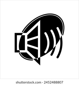 Lautsprechersymbol, elektroakustische Wandlervorrichtung, die ein elektrisches Audiosignal in einen entsprechenden Ton umwandelt, Vektorgrafik-Illustration