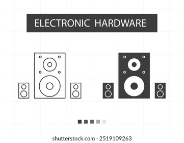 Alto-falante, ícone de alto-falante, ícones de hardware eletrônico