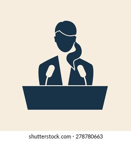 SPEAKER ICON, FEMALE SPEAKER, WOMAN SPEAKER ILLUSTRATION VECTOR