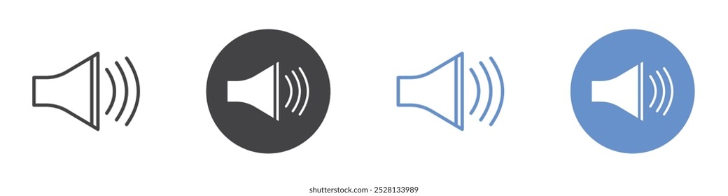 Icono del altavoz Arte plano en blanco y negro aislado