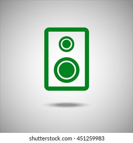 Speaker icon. Flat style. Grey background. Symbol for web design and mobile. Vector illustration.