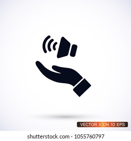 speaker icon in the hand