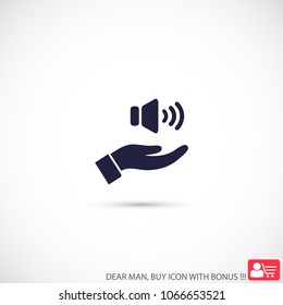 speaker icon in the hand