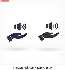 speaker icon in the hand