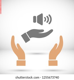speaker icon in the hand
