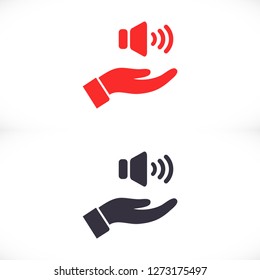 speaker icon in the hand