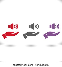 speaker icon in the hand