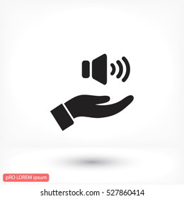 speaker icon in the hand