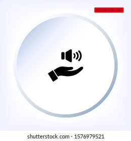 speaker icon in the hand , lorem ipsum Flat design