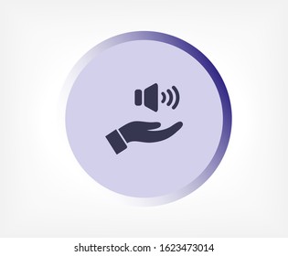 speaker icon in the hand , lorem ipsum Flat design