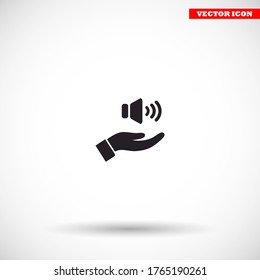speaker icon in the hand , lorem ipsum Flat design