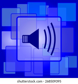 Speaker icon. Internet button on abstract background. 