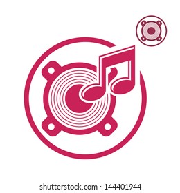 Speaker icon isolated, single color vector music theme symbol for your design, 2 versions set.