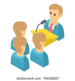 Speaker icon. Isometric illustration of speaker vector icon for web