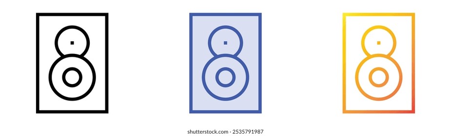 Lautsprechersymbol. Lineares, blaues Füllungs- und Farbverlauf-Design einzeln auf weißem Hintergrund