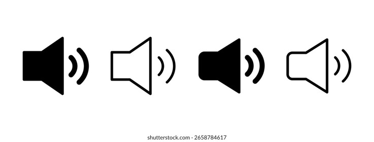Diseño del logotipo del icono del altavoz. signo y símbolo de volumen. icono del altavoz. símbolo de sonido