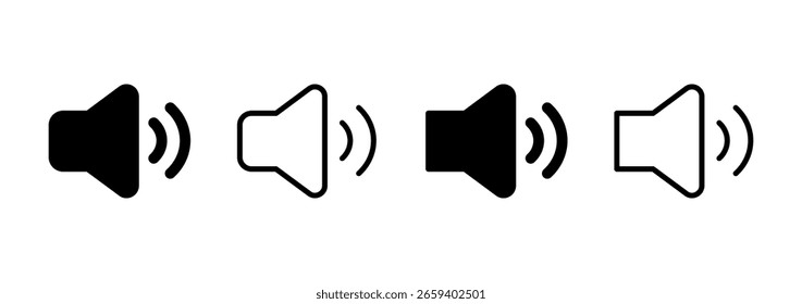 Diseño del logotipo del icono del altavoz. signo y símbolo de volumen. icono del altavoz. símbolo de sonido