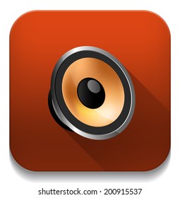 Speaker icon With long shadow over app button