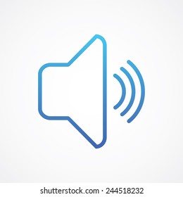 Speaker icon with loud volume sign in line style