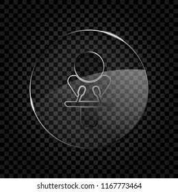Speaker icon. Man and microphones. Icon in circle glass bubble on dark transparent grid. Glass style