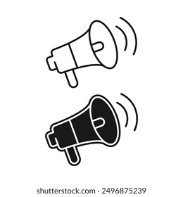 Speaker icon. Megaphone loudspeaker with voice recording or siren. Attribute for organizers and leading mass events.