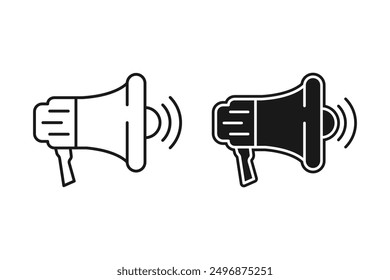 Speaker icon. Megaphone loudspeaker with voice recording or siren. Attribute for organizers and leading mass events.