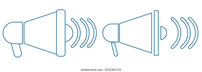 Ícone do alto-falante. Alto-falante Megaphone com gravação de voz ou sirene. Atributo para organizadores e principais eventos em massa.