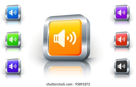 Speaker Icon on 3D Button with Metallic Rim Original Illustration