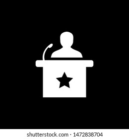 Speaker Icon On Black Background. Black Flat Style Vector Illustration