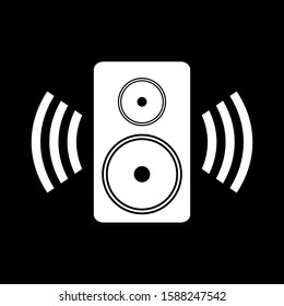 Speaker icon on black background. Vector illustration.
