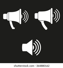 Speaker  icon  on black background. Vector illustration.