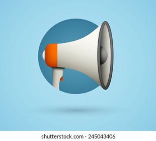 speaker icon on blue background eps10 flat style vector illustration