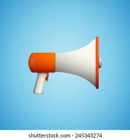 speaker icon on blue background eps10 flat style vector illustration