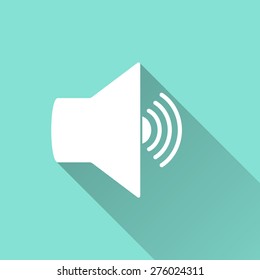 Speaker icon on a green background. Vector illustration, flat design.