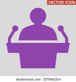 Speaker icon on grey background. Vector illustration