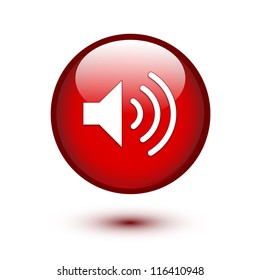 Speaker icon on red glossy button