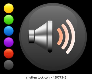 speaker icon on round internet button original vector illustration 6 color versions included