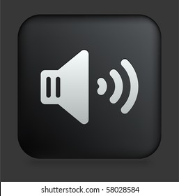 Speaker Icon on Square Black Internet Button Original Illustration