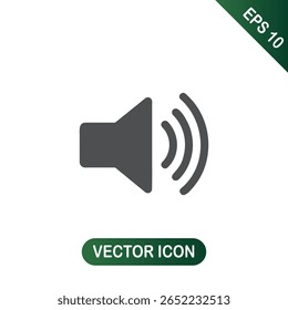 Icono del altavoz sobre un fondo blanco. Signo y símbolo del volumen. Icono del altavoz. Símbolo de sonido