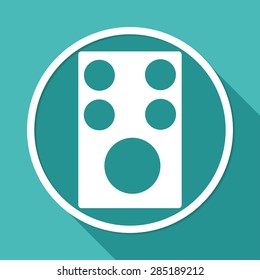 Speaker icon on white circle with a long shadow