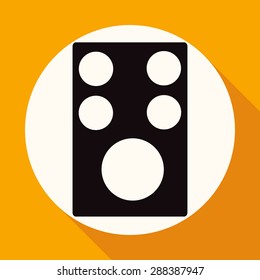 Speaker icon on white circle with a long shadow
