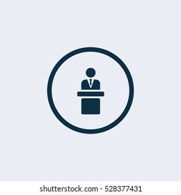 speaker icon. orator speaking from tribune vector illustration
